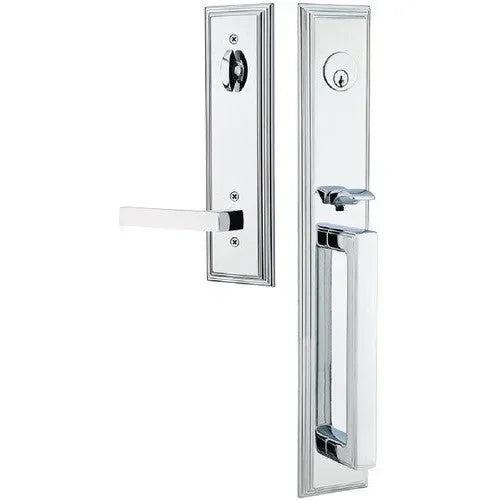 Emtek Melrose Tubular Entrance Handleset With Dumont Lever Polished Chrome