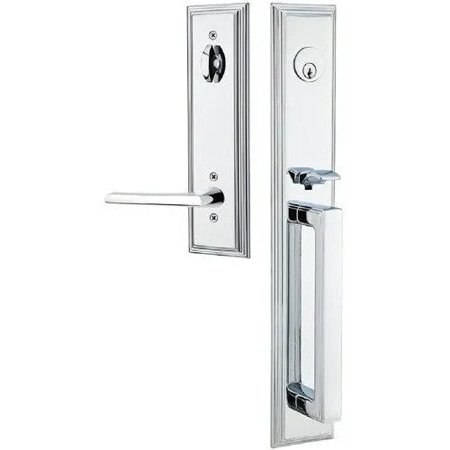 Emtek Melrose Tubular Entrance Handleset With Helios Lever Polished Chrome