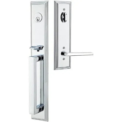 Emtek Melrose Tubular Entrance Handleset With Helios Lever Polished Chrome