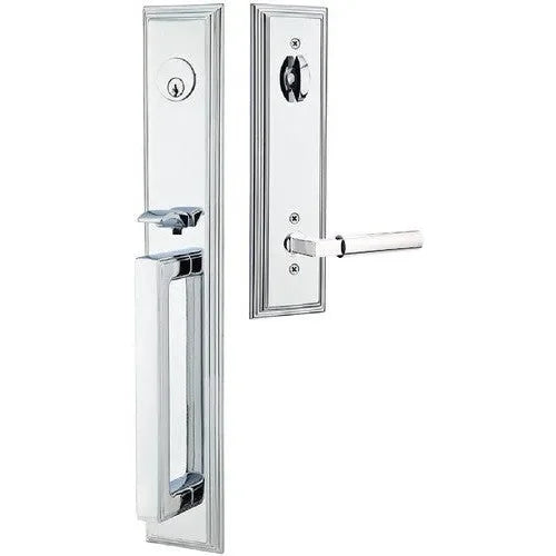 Emtek Melrose Tubular Entrance Handleset With Hercules Lever Polished Chrome