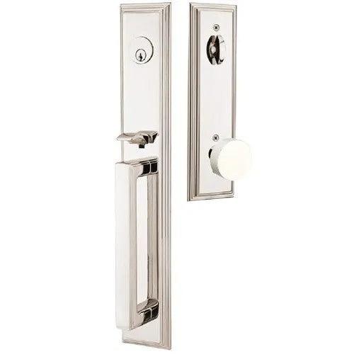 Emtek Melrose Tubular Entrance Handleset With Round Knob Lifetime Polished Nickel