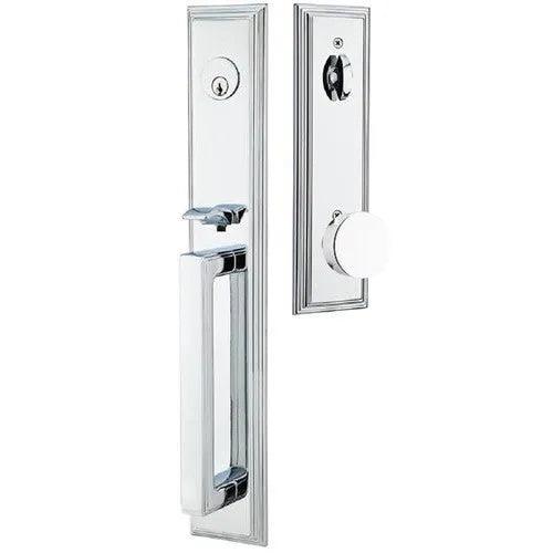 Emtek Melrose Tubular Entrance Handleset With Round Knob Polished Chrome