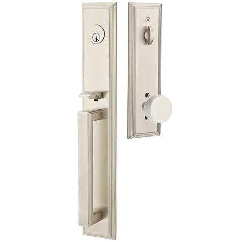Emtek Melrose Tubular Entrance Handleset With Round Knob Satin Nickel