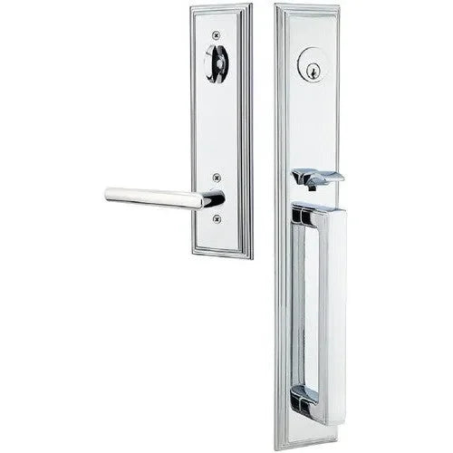 Emtek Melrose Tubular Entrance Handleset With Stuttgart Lever Polished Chrome