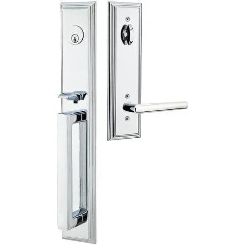 Emtek Melrose Tubular Entrance Handleset With Stuttgart Lever Polished Chrome