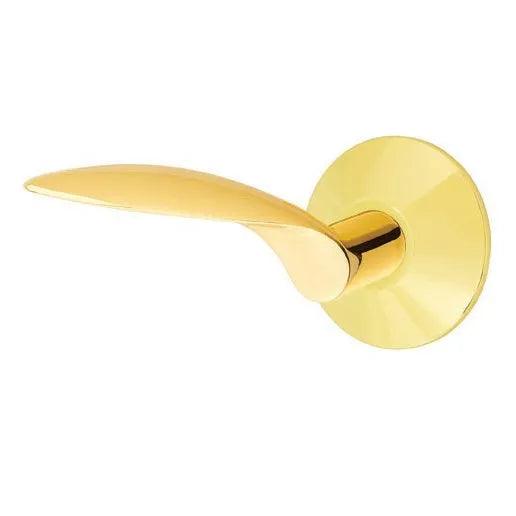 Emtek Mercury Lever With Modern Rosette in Unlacquered Brass finish