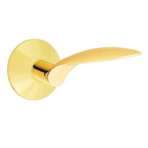 Emtek Mercury Lever With Modern Rosette in Unlacquered Brass finish