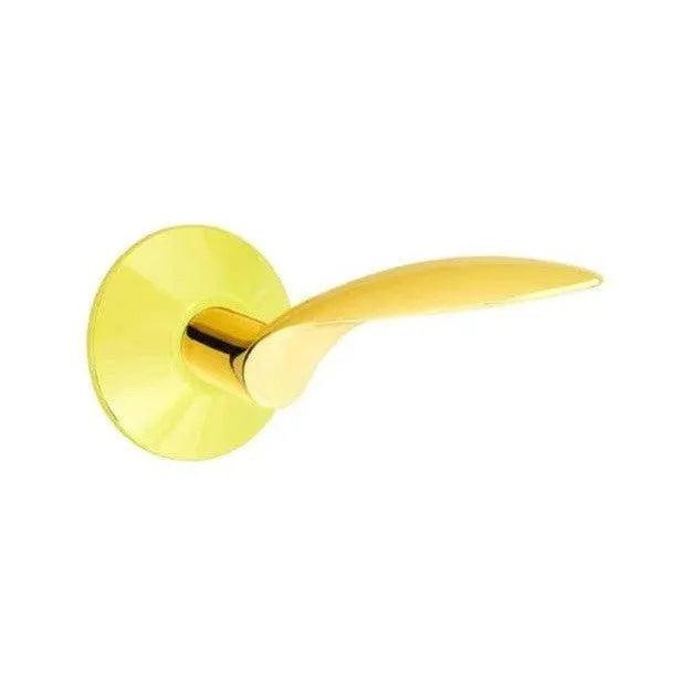 Emtek Mercury Lever With Modern Rosette in Unlacquered Brass finish