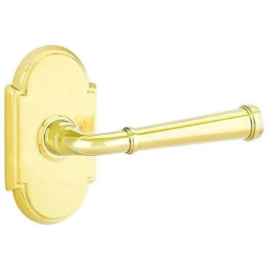 Emtek Merrimack Lever With #8 Rosette in Polished Brass finish
