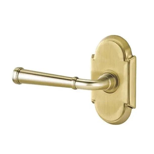 Emtek Merrimack Lever With #8 Rosette in Satin Brass finish