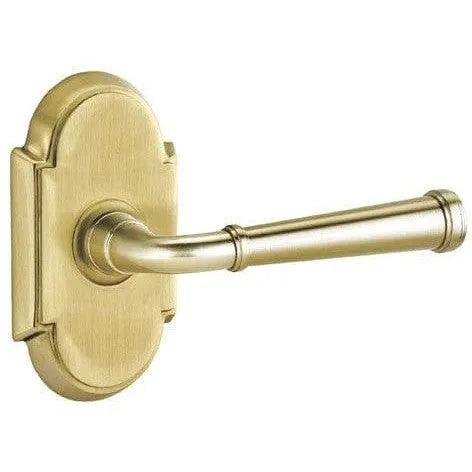 Emtek Merrimack Lever With #8 Rosette in Satin Brass finish