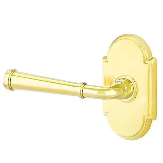 Emtek Merrimack Lever With #8 Rosette in Unlacquered Brass finish