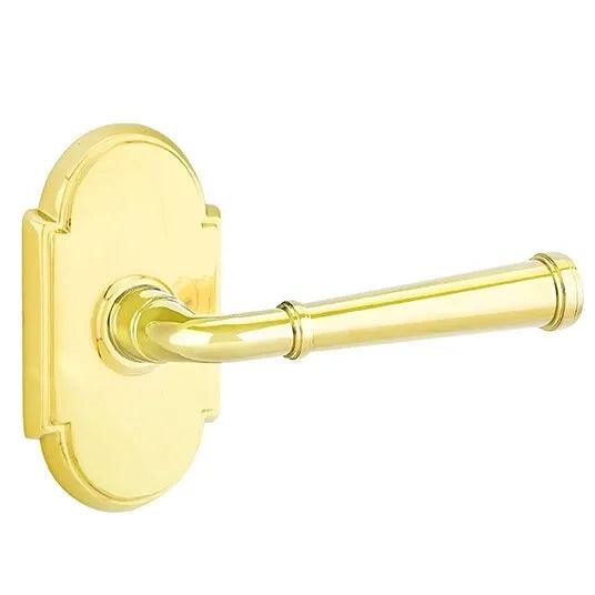 Emtek Merrimack Lever With #8 Rosette in Unlacquered Brass finish
