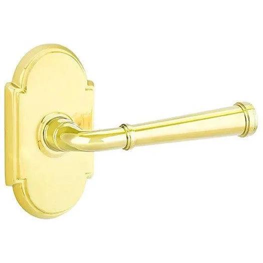 Emtek Merrimack Lever With #8 Rosette in Unlacquered Brass finish