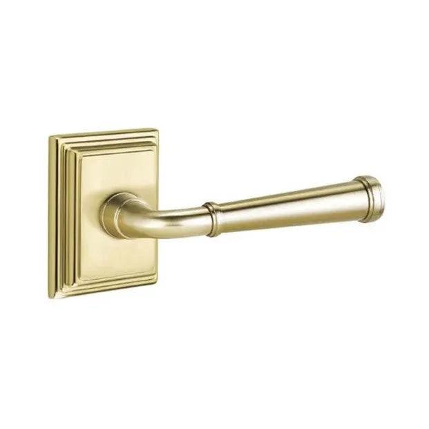 Emtek Merrimack Lever With Wilshire Rosette in Satin Brass finish