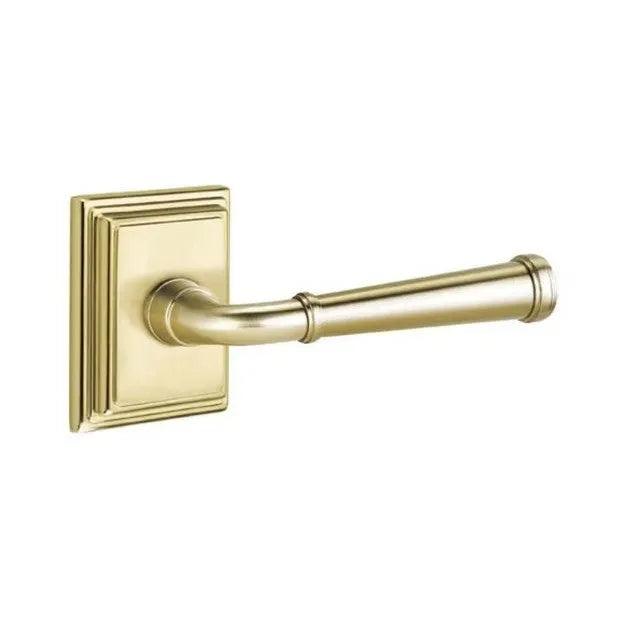 Emtek Merrimack Lever With Wilshire Rosette in Satin Brass finish