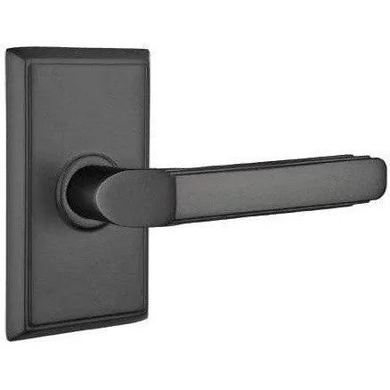 Emtek Milano Lever With Rectangular Rosette in Flat Black finish