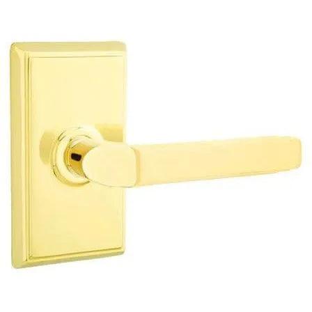 Emtek Milano Lever With Rectangular Rosette in Lifetime Polished Brass finish