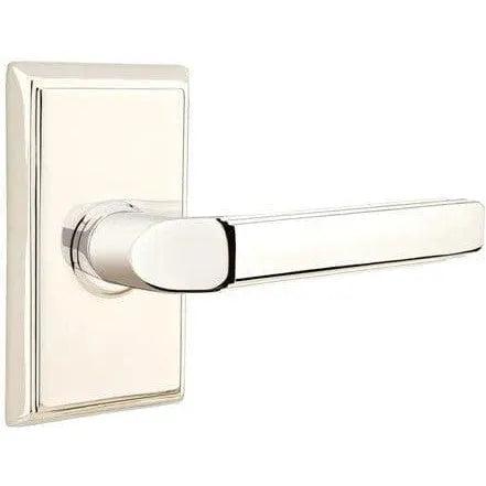 Emtek Milano Lever With Rectangular Rosette in Lifetime Polished Nickel finish