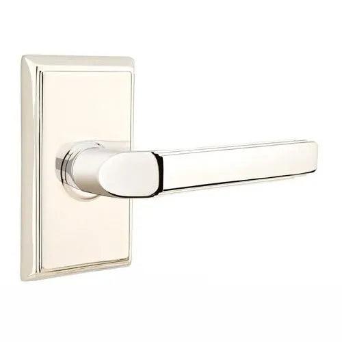 Emtek Milano Lever With Rectangular Rosette in Lifetime Polished Nickel finish