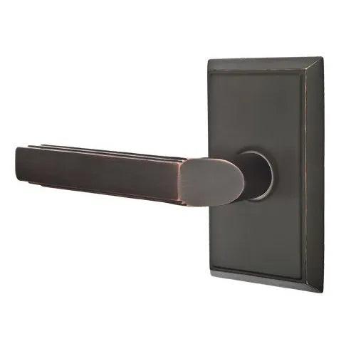 Emtek Milano Lever With Rectangular Rosette in Oil Rubbed Bronze finish