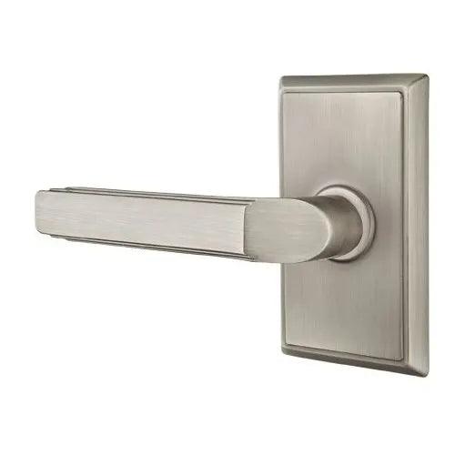 Emtek Milano Lever With Rectangular Rosette in Pewter finish