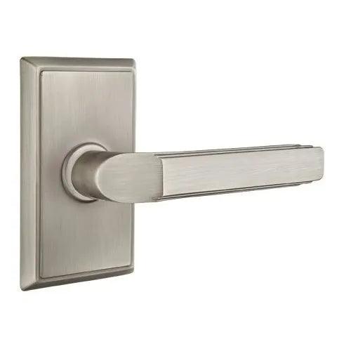 Emtek Milano Lever With Rectangular Rosette in Pewter finish