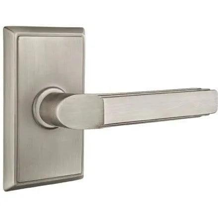 Emtek Milano Lever With Rectangular Rosette in Pewter finish