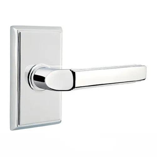 Emtek Milano Lever With Rectangular Rosette in Polished Chrome finish