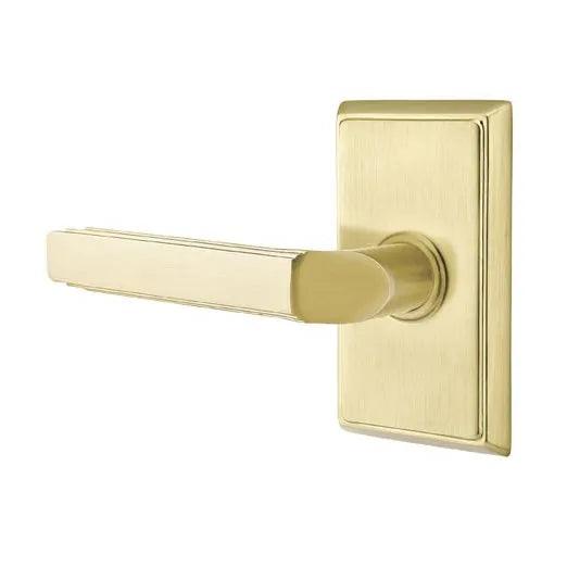 Emtek Milano Lever With Rectangular Rosette in Satin Brass finish