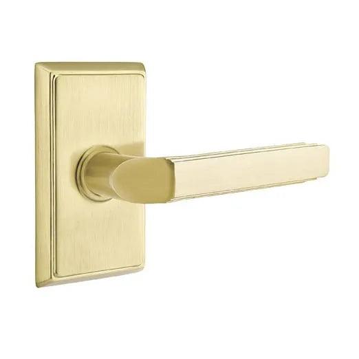 Emtek Milano Lever With Rectangular Rosette in Satin Brass finish