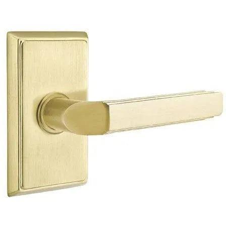 Emtek Milano Lever With Rectangular Rosette in Satin Brass finish