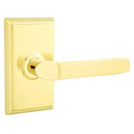 Emtek Milano Lever With Rectangular Rosette in Unlacquered Brass finish