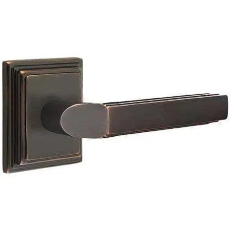 Emtek Milano Lever With Wilshire Rosette in Oil Rubbed Bronze finish