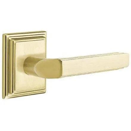 Emtek Milano Lever With Wilshire Rosette in Satin Brass finish