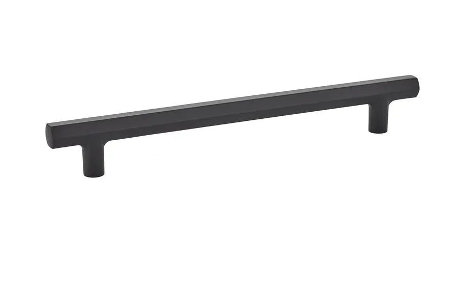 The Emtek Mod Hex Cabinet Pull, 8" Center to Center in Flat Black finish