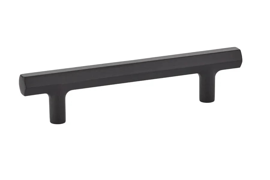 The Emtek Mod Hex Cabinet Pull, 4" Center to Center in Flat Black finish