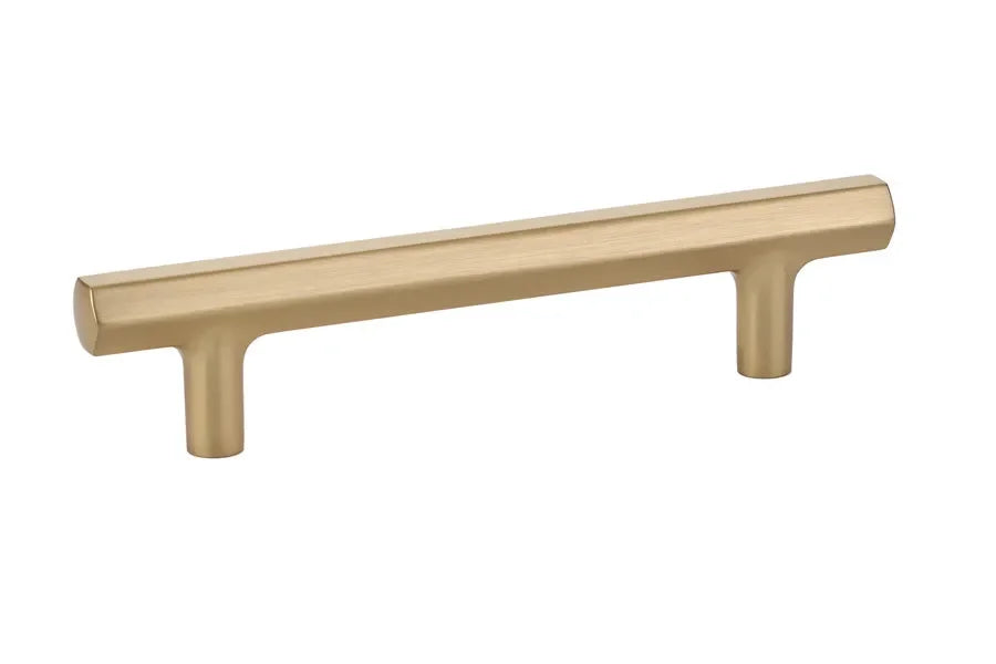 The Emtek Mod Hex Cabinet Pull, 4" Center to Center in Satin Brass finish
