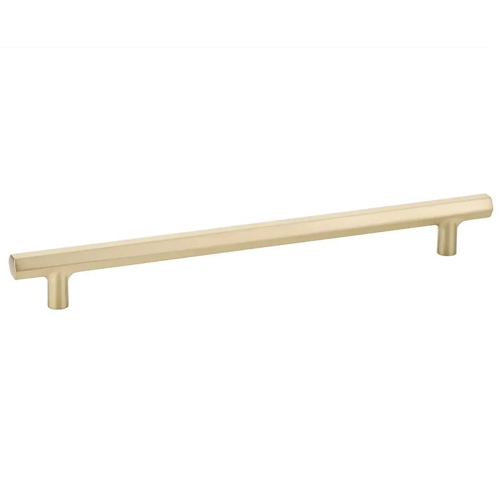 The Emtek Mod Hex Pull 10" Center-to-Center in Satin Brass finish