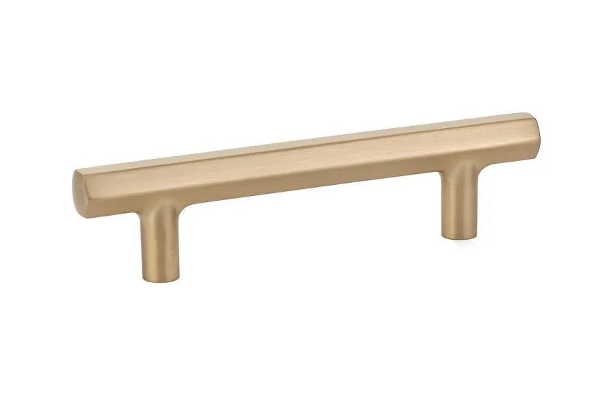 The Emtek Mod Hex Pull 5" Center-to-Center in Satin Brass finish