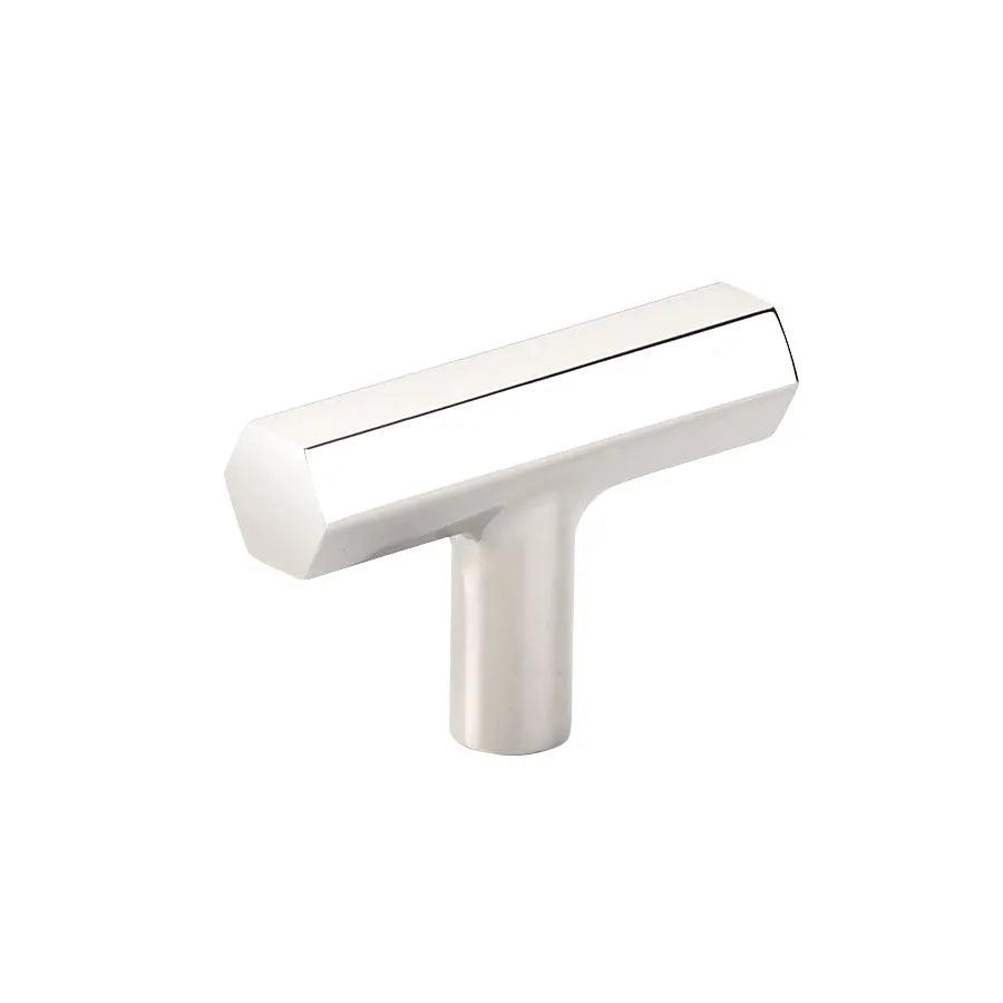 The Emtek Mod Hex T-Knob 2" in Lifetime Polished Nickel finish