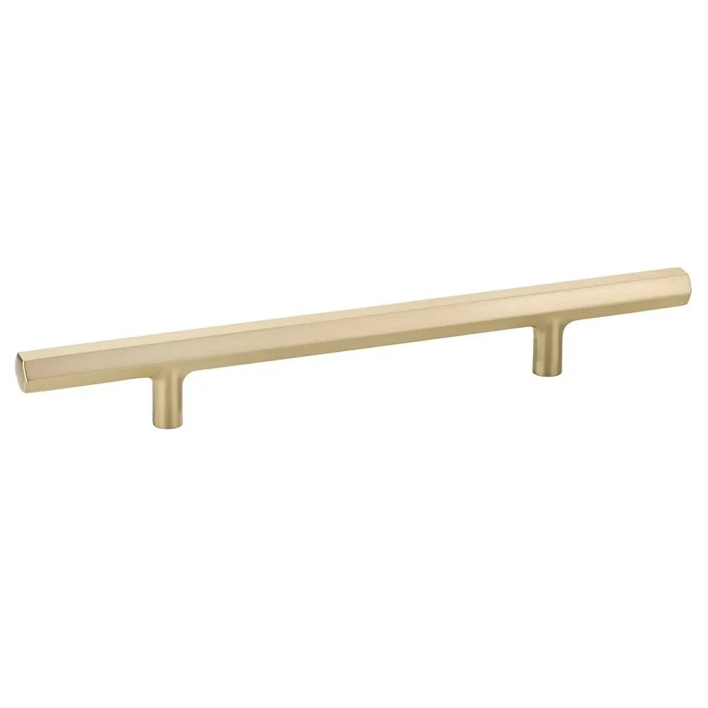 The Emtek Mod Hex Extended Cabinet Pull, 6" Center to Center in Satin Brass finish