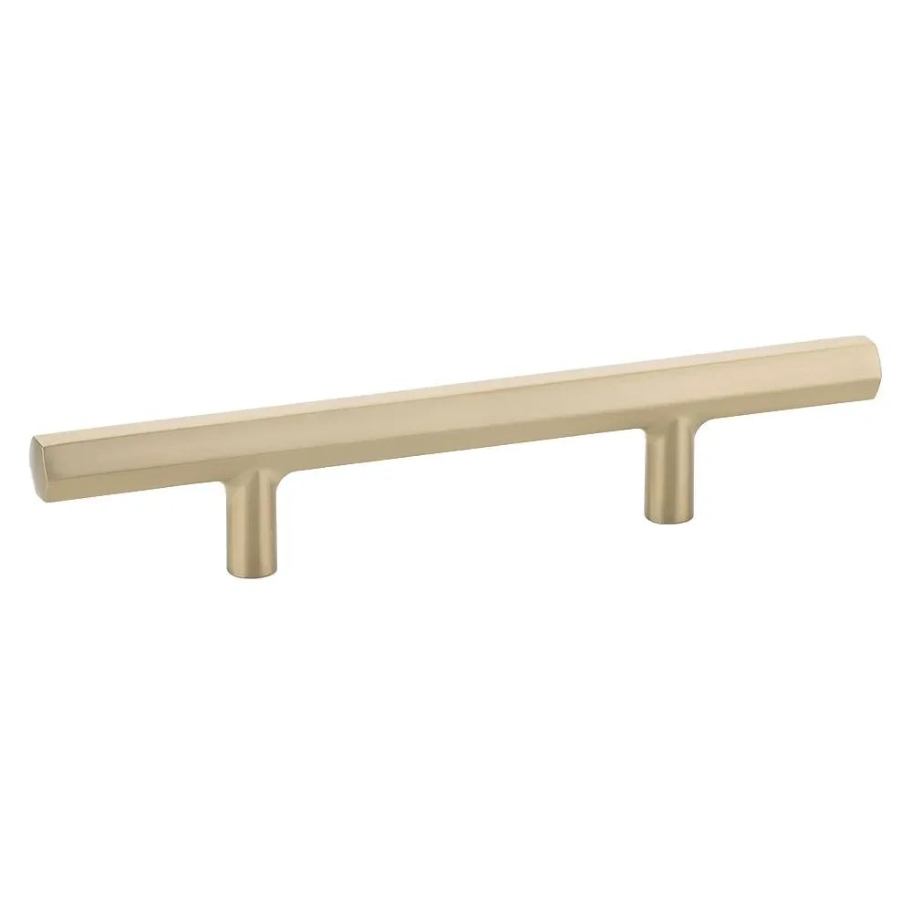 The Emtek Mod Hex Extended Cabinet Pull, 3 1/2" Center to Center in Satin Brass finish