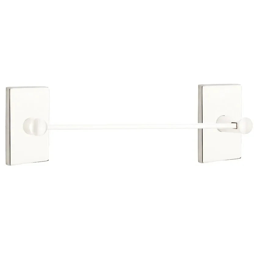 Emtek Modern Brass Towel Bar (18" Wide) With Modern Rectangular Rosette in Lifetime Polished Nickel finish