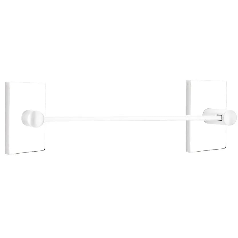 Emtek Modern Brass Towel Bar (18" Wide) With Modern Rectangular Rosette in Polished Chrome finish