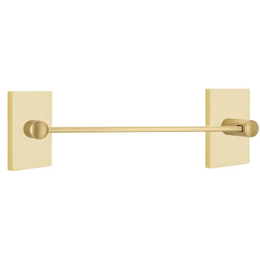 Emtek Modern Brass Towel Bar (24" Wide) With Modern Rectangular Rosette in Satin Brass finish