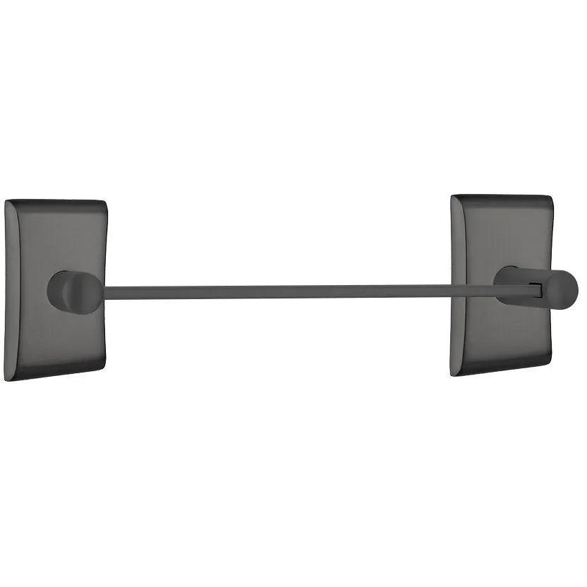 Emtek Modern Brass Towel Bar (30" Wide) With Neos Rosette in Flat Black finish
