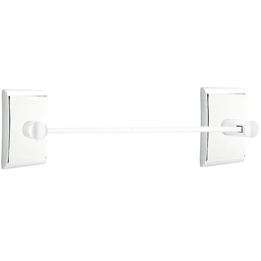Emtek Modern Brass Towel Bar (30" Wide) With Neos Rosette in Polished Chrome finish
