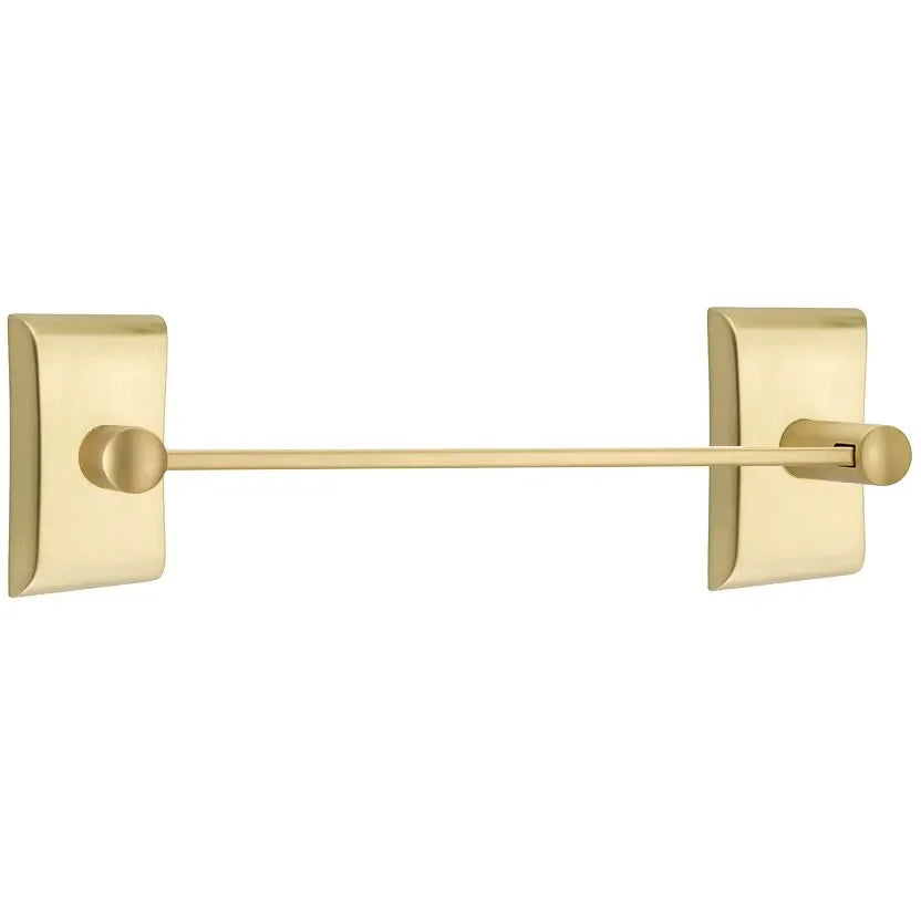 Emtek Modern Brass Towel Bar (18" Wide) With Neos Rosette in Satin Brass finish