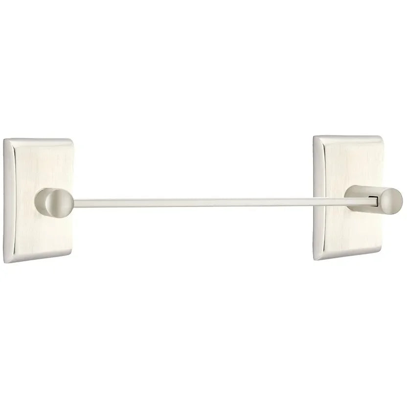 Emtek Modern Brass Towel Bar (18" Wide) With Neos Rosette in Satin Nickel finish